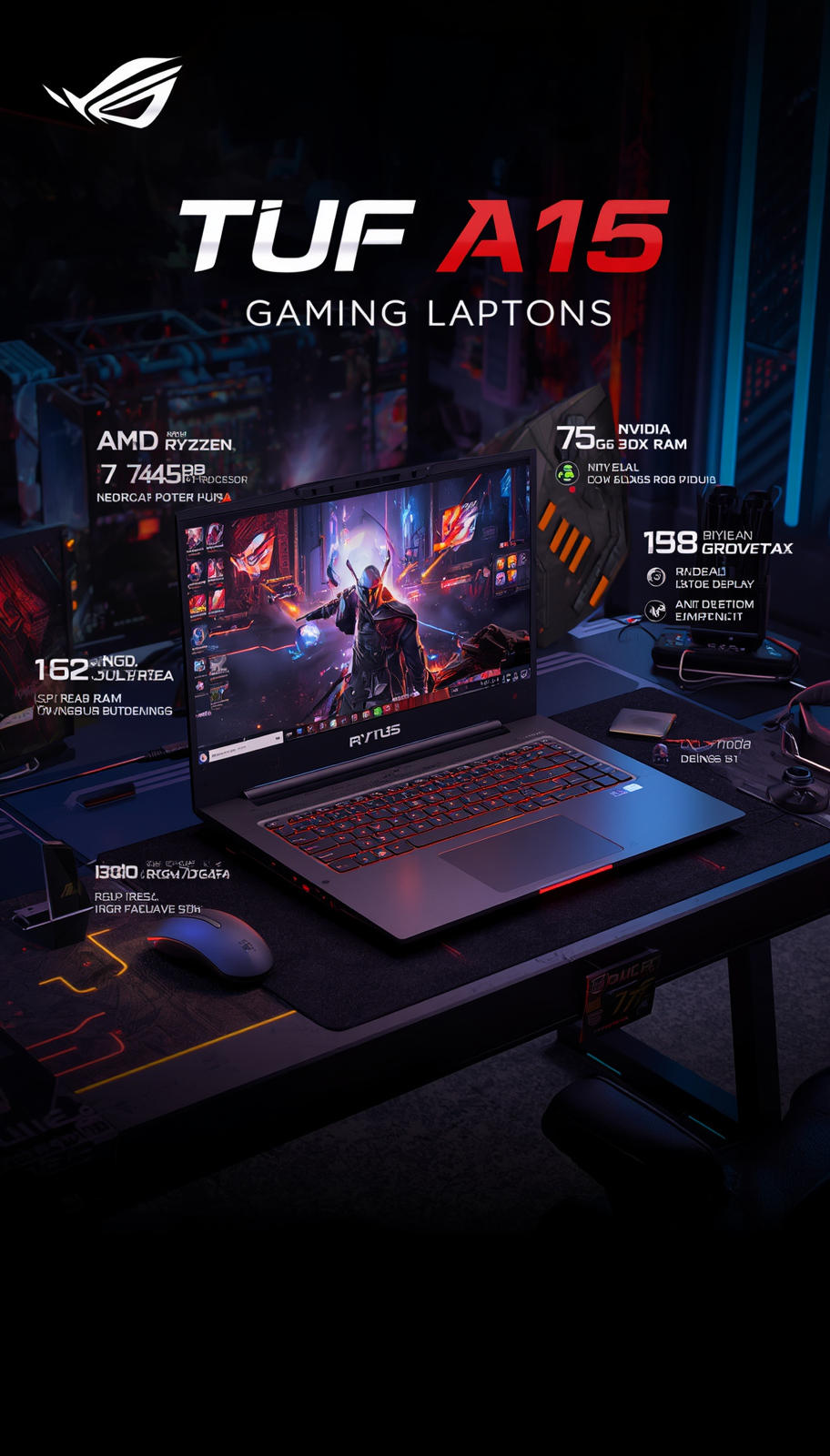 ASUS TUF A15 2025 Gaming Laptop Ryzen 7 7445HS RTX 3050 16GB DDR5 144Hz - Image 2