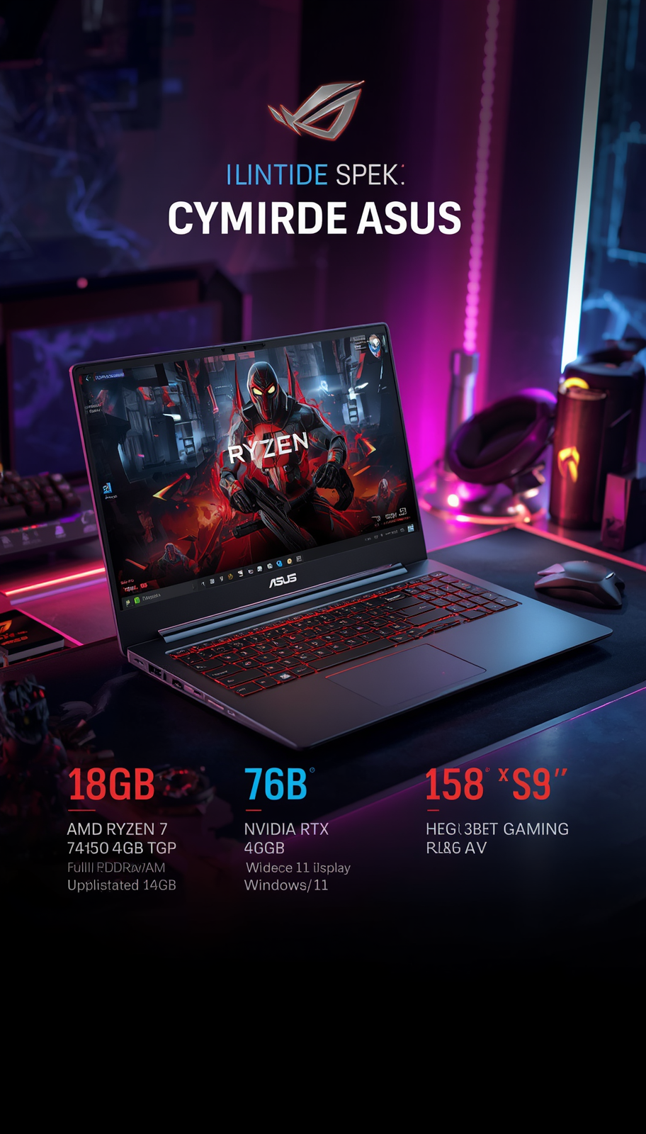 ASUS TUF A15 2025 Gaming Laptop Ryzen 7 7445HS RTX 3050 16GB DDR5 144Hz - Image 4