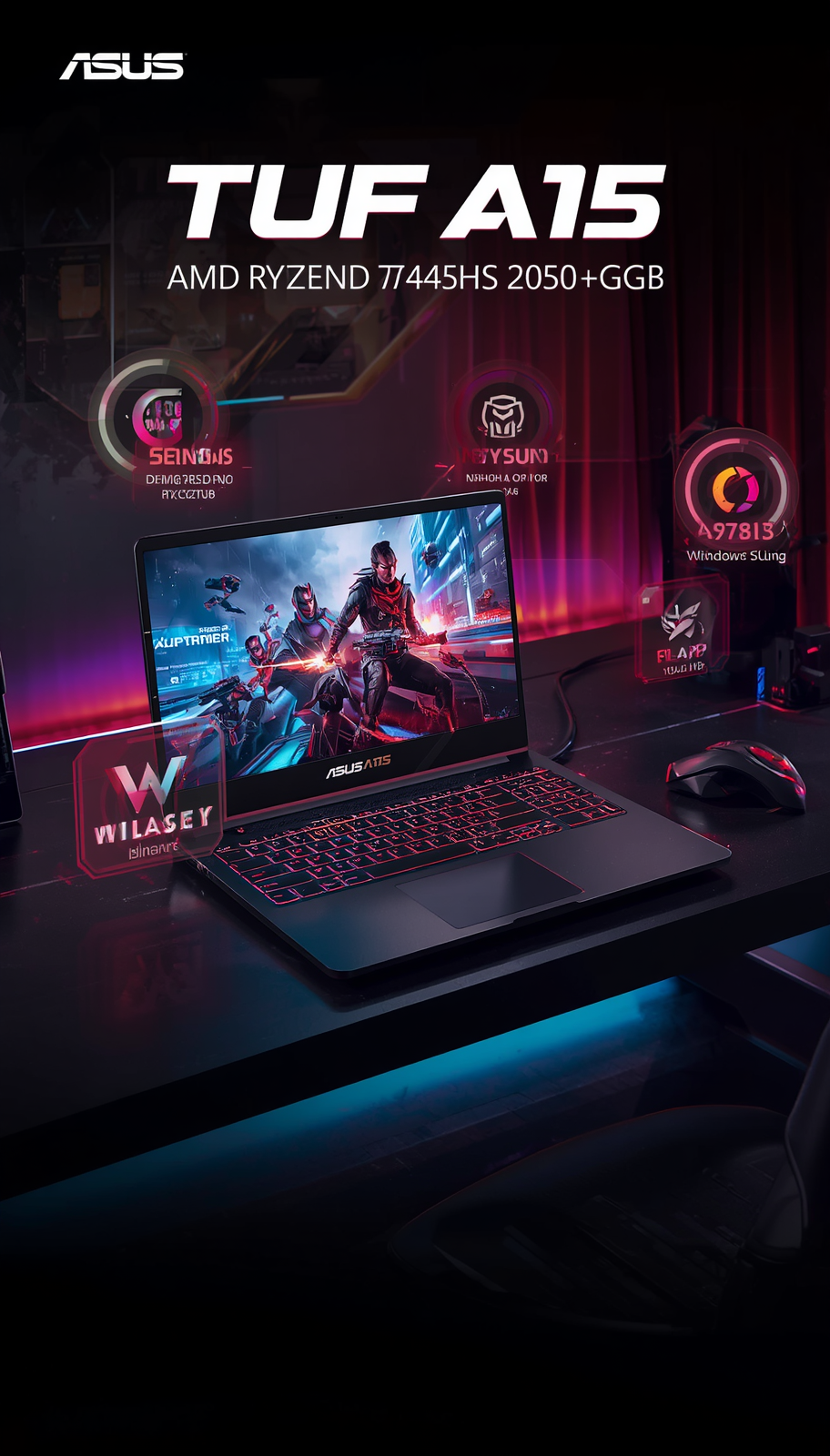 ASUS TUF A15 2025 Gaming Laptop Ryzen 7 7445HS RTX 3050 16GB DDR5 144Hz - Image 3